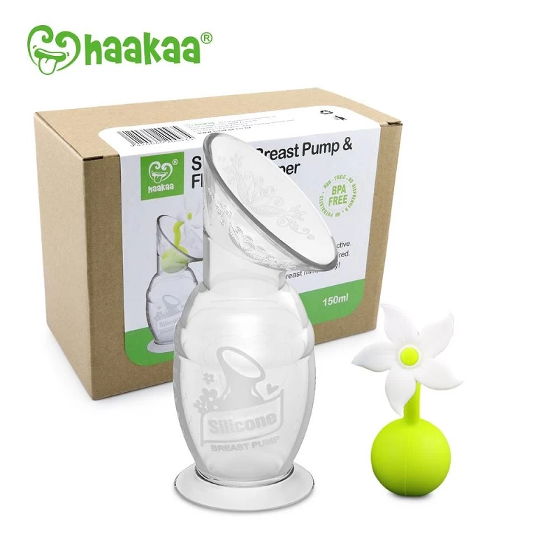 Haakaa Silicone Breast Pump And Stopper Gift Box 150ml 1 Haakaa Silicone Breast Pump And Stopper Gift Box 150ml