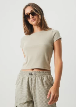 Afends Faith Hemp Ribbed T-Shirt -Home Sales Store Afends Faith Hemp ribbed tee cement 2