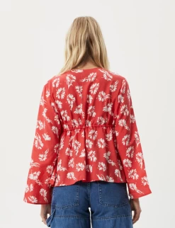 Afends Organic Hibiscus Tie Blouse -Home Sales Store Afends Hibiscus tie top back