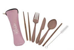 Appetito Traveller’s 6 Piece Cutlery Set -Home Sales Store Appetito cutlery set pink rose gold