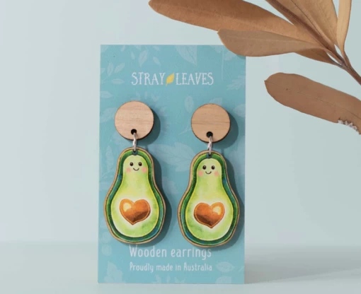 Avocado Wooden Earrings -Home Sales Store Avocado earrings Stray Leaves