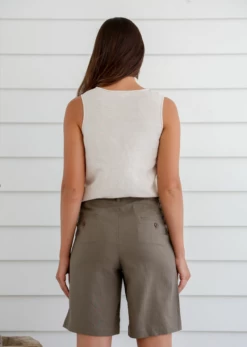 Braintree Hemp Ladies Shorts -Home Sales Store Braintree hemp shorts Khaki back LSB2482