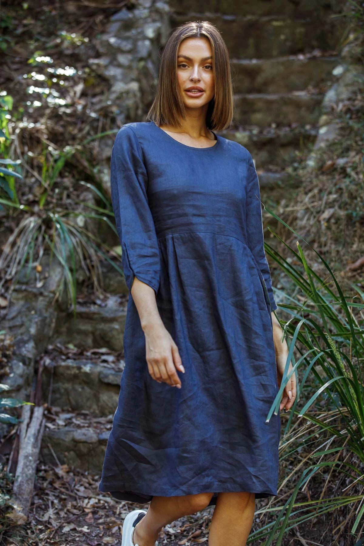 Naturals By O&J Linen Dress – GA353 – Graphite 2 Naturals By O&J Linen Dress – GA353 – Graphite - Image 2