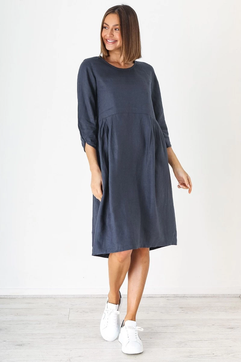 Naturals By O&J Linen Dress – GA353 – Graphite 4 Naturals By O&J Linen Dress – GA353 – Graphite - Image 4