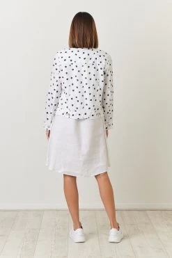 Naturals By O & J Linen Jacket – Navy Dot – GA30 -Home Sales Store GA WHITE GA30 SPOTON005
