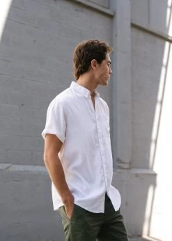 Hemp Clothing Australia Newtown Shirt – Short Sleeved -Home Sales Store HCA Newtown White