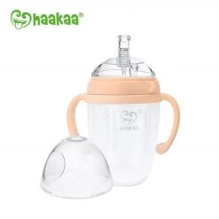 Haakaa Silicone Sippy Spout Bottle – Gen 3 – 250ml -Home Sales Store Haakaa silicone sippy spout bottle baby peach2