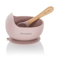 Kids Concepts Suction Base Bowl & Spoon Set -Home Sales Store Kids Concepts bowl spoon set dusty pink
