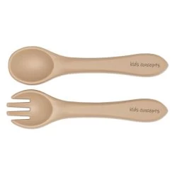 Kids Concepts Soft Silicone Fork And Spoon Set -Home Sales Store Kids Concepts cutlery set taupe