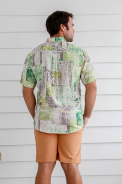 Braintree Hemp Shirt Green Block Print -Home Sales Store MST2422 Hemp Shirt Green Block Print 2
