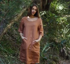 Naturals By O&J Linen Dress – GA324 -Home Sales Store Naturals by O J Linen Dress 3