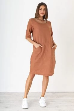 Naturals By O&J Linen Dress – GA324 -Home Sales Store Naturals by O J Linen Dress 5