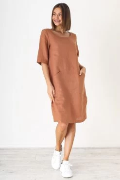 Naturals By O&J Linen Dress – GA324 -Home Sales Store Naturals by O J Linen Dress 6