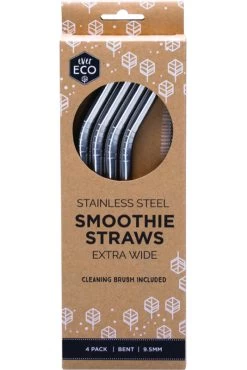 Ever Eco Stainless Steel Straw Set – 4pk Straight Or Bent