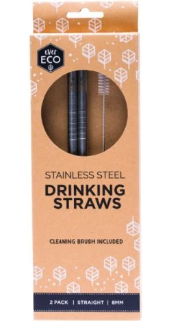 Ever Eco Stainless Steel Straws – 2pk Straight