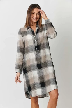 Naturals By O&J Plaid Linen Dress – GA313 -Home Sales Store Plaid GA313