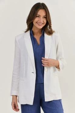 White Linen Jacket Naturals By O & J -Home Sales Store White Linen Jacket GA505