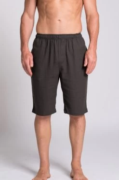 Men’s Hemp Bamboo Elastic Waist Shorts MSB197 -Home Sales Store msb197 grey f