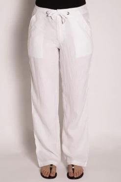 LSB 796 Ladies 100% Hemp Drawstring Beach Pants -Home Sales Store products lsb796 wht f