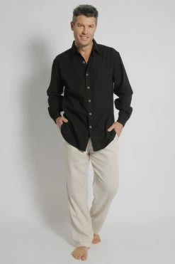 Men’s Hemp/Rayon Long Sleeve Classic Shirt S12 -Home Sales Store s12 blk f